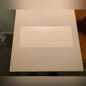 Mackenzie Childs Empty Box Corrugated Ivory Box w 1 Courtly Check Tissue Paper